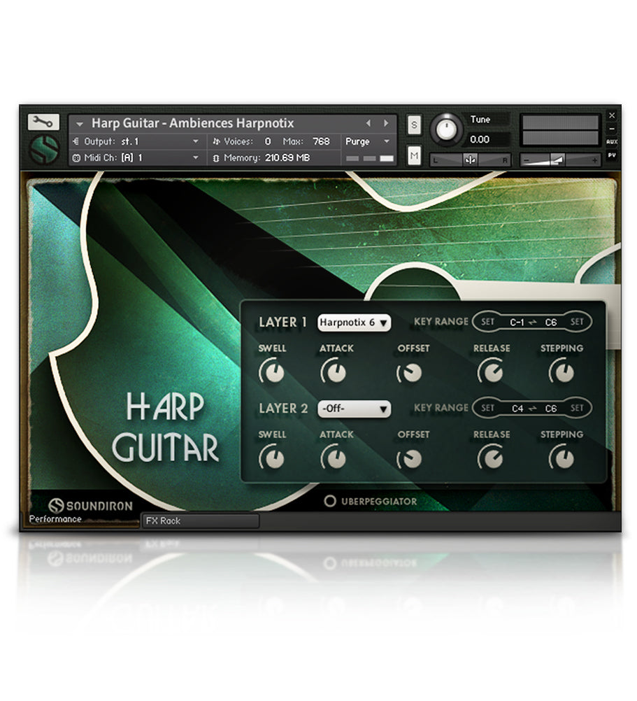 Brad Hoyt's Harp Guitar - Strings - virtual instrument sample library for Kontakt by Soundiron