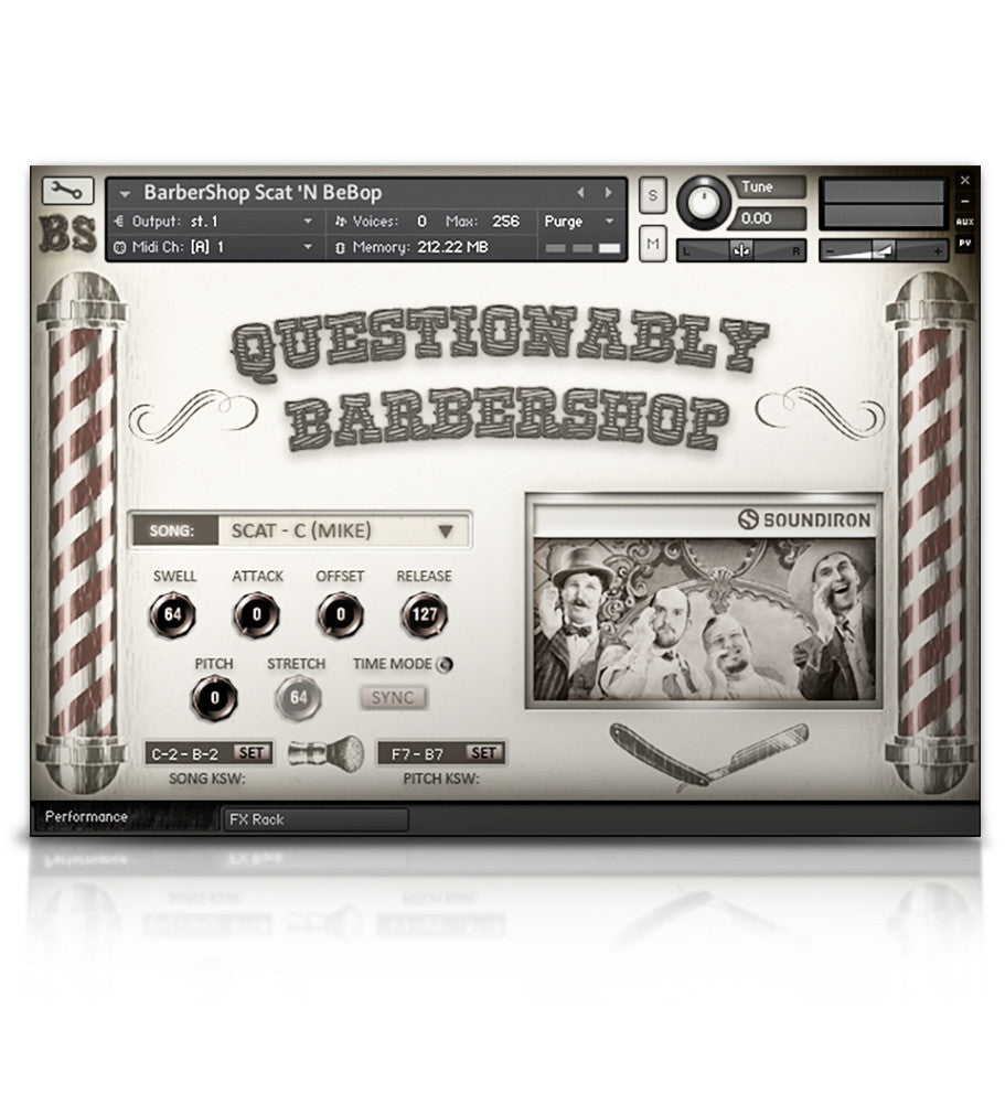 Questionably Barbershop - Solo Voice - virtual instrument sample library for Kontakt by Soundiron