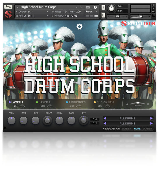 Soundiron High School Drum Corps marching percussion for Kontakt