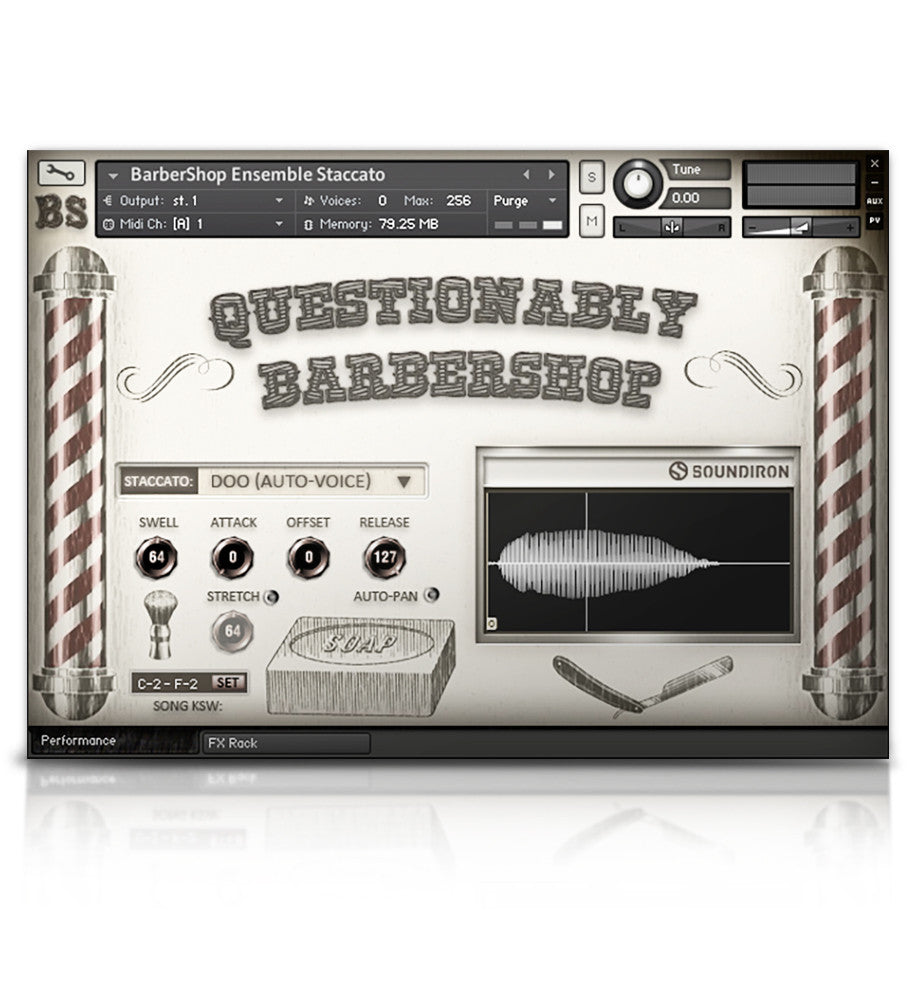Questionably Barbershop - Solo Voice - virtual instrument sample library for Kontakt by Soundiron