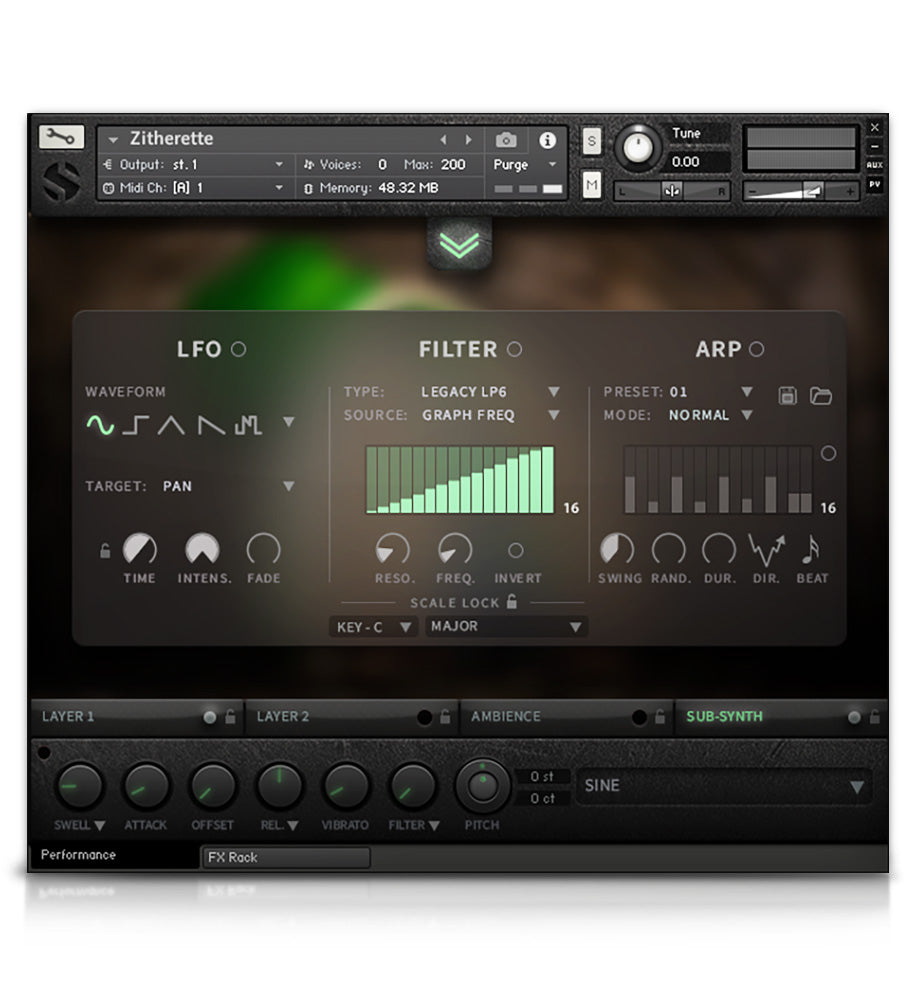 Zitherette - Strings - virtual instrument sample library for Kontakt by Soundiron